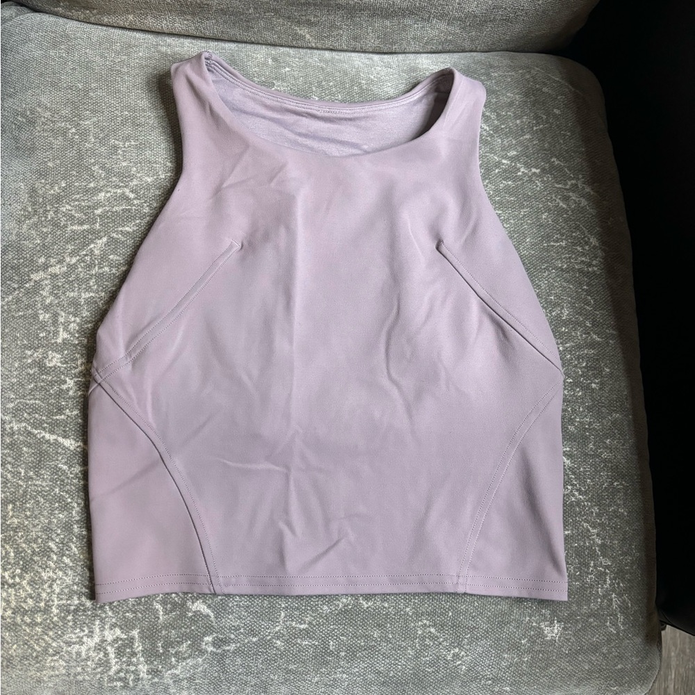 Lululemon Women's crop w/built in bra and Wundertrain pant set in Violet Verbena